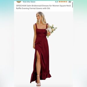 Satin burgundy bridesmaid dress